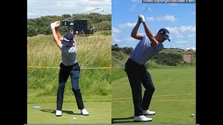 Justin Thomas golf swing  Long Iron faceon amp downtheline July 2017 [upl. by Westphal]