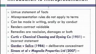 Misrepresentation Lecture 1 of 4 [upl. by Mclaughlin]